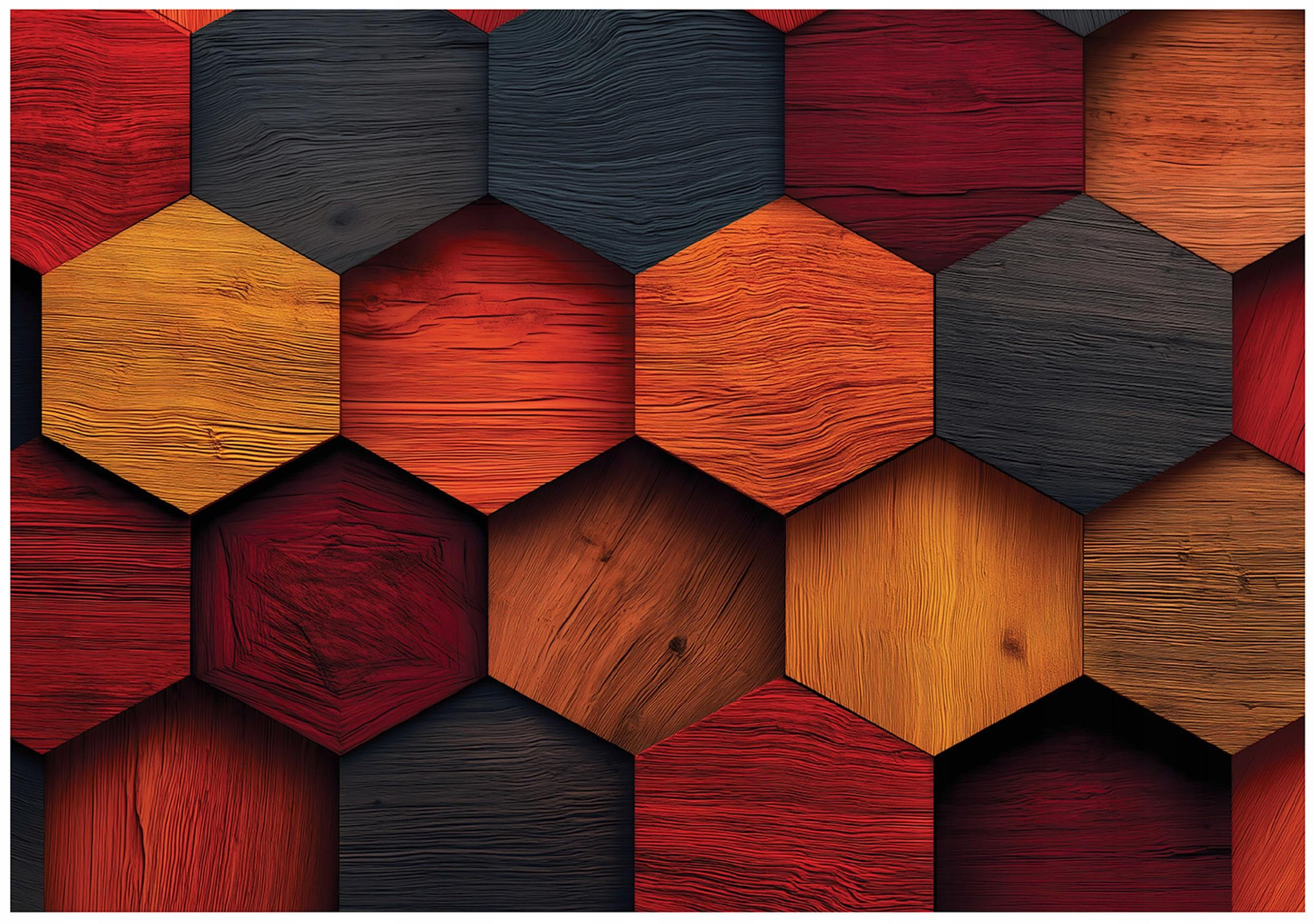 Wallarena FOTOTAPETA s geometrií dřeva oranžová 350x250 cm