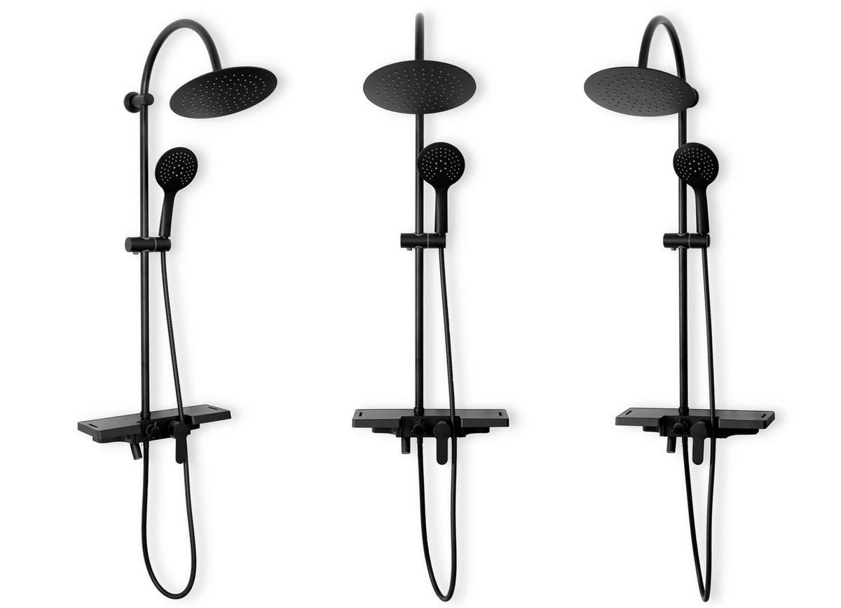 DUSCHSET Rea Vigo Black - Schwarz, Metall (40/99/51.5cm) - REA