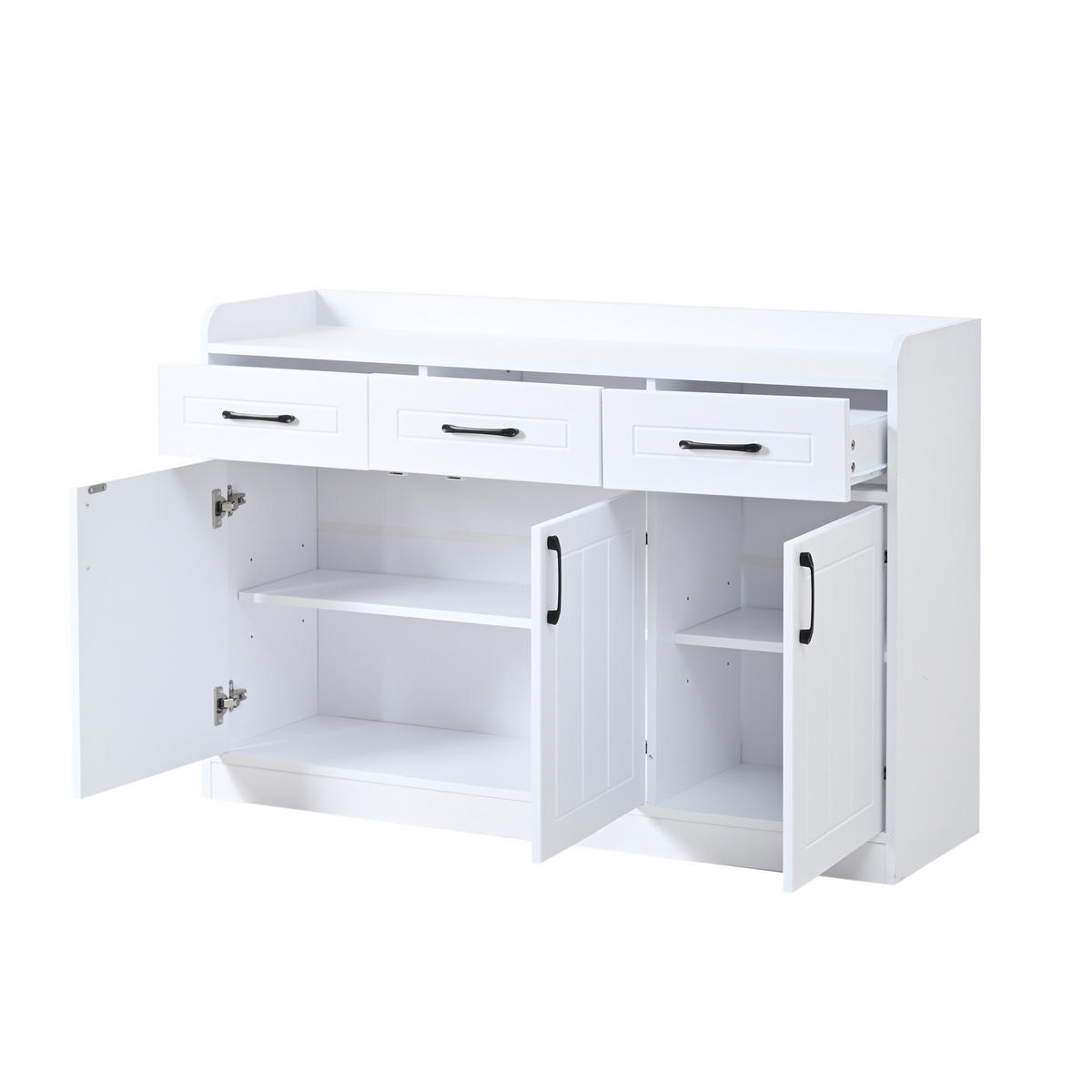 SIDEBOARD Weiß 3 Türen 3 Schubladen 120x35x80cm Stauraum - Weiß, Holzwerkstoff (35/80/120cm) - FLIEKS