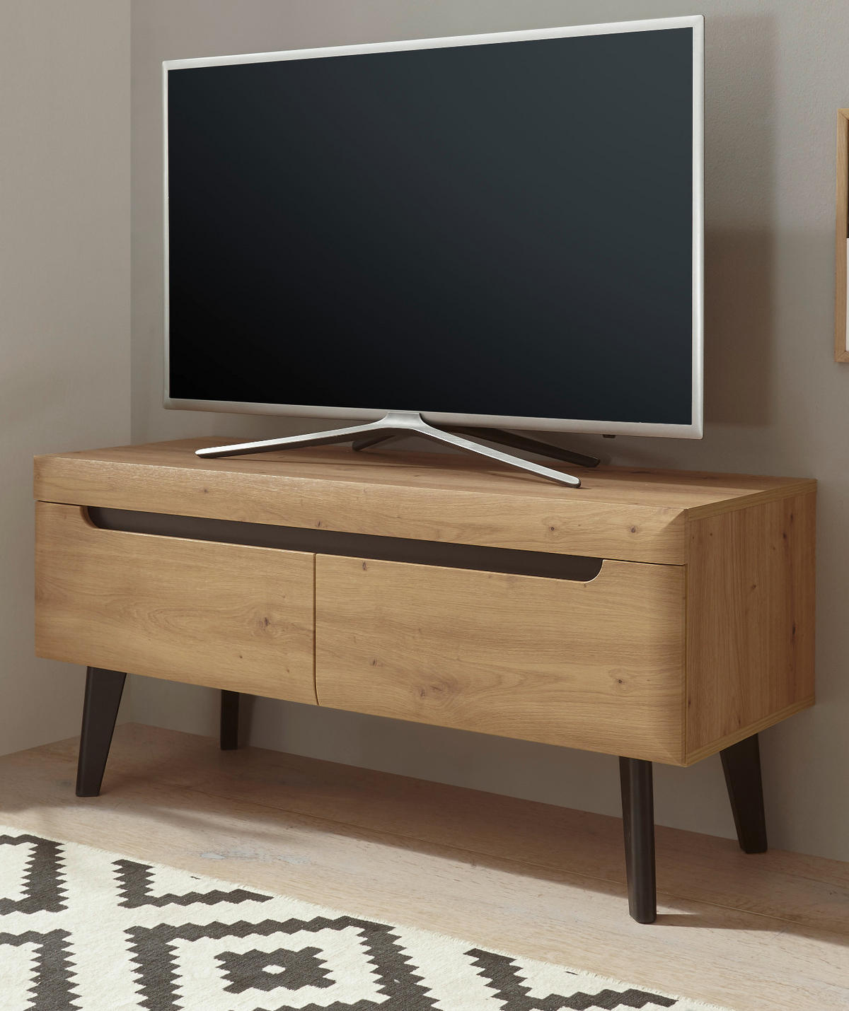 TV-LOWBOARD Ronson in Eiche Artisan und schwarz 107 x 50 cm - Eichefarben/Schwarz, Holzwerkstoff/Metall (107/50/40cm) - Furn.Design