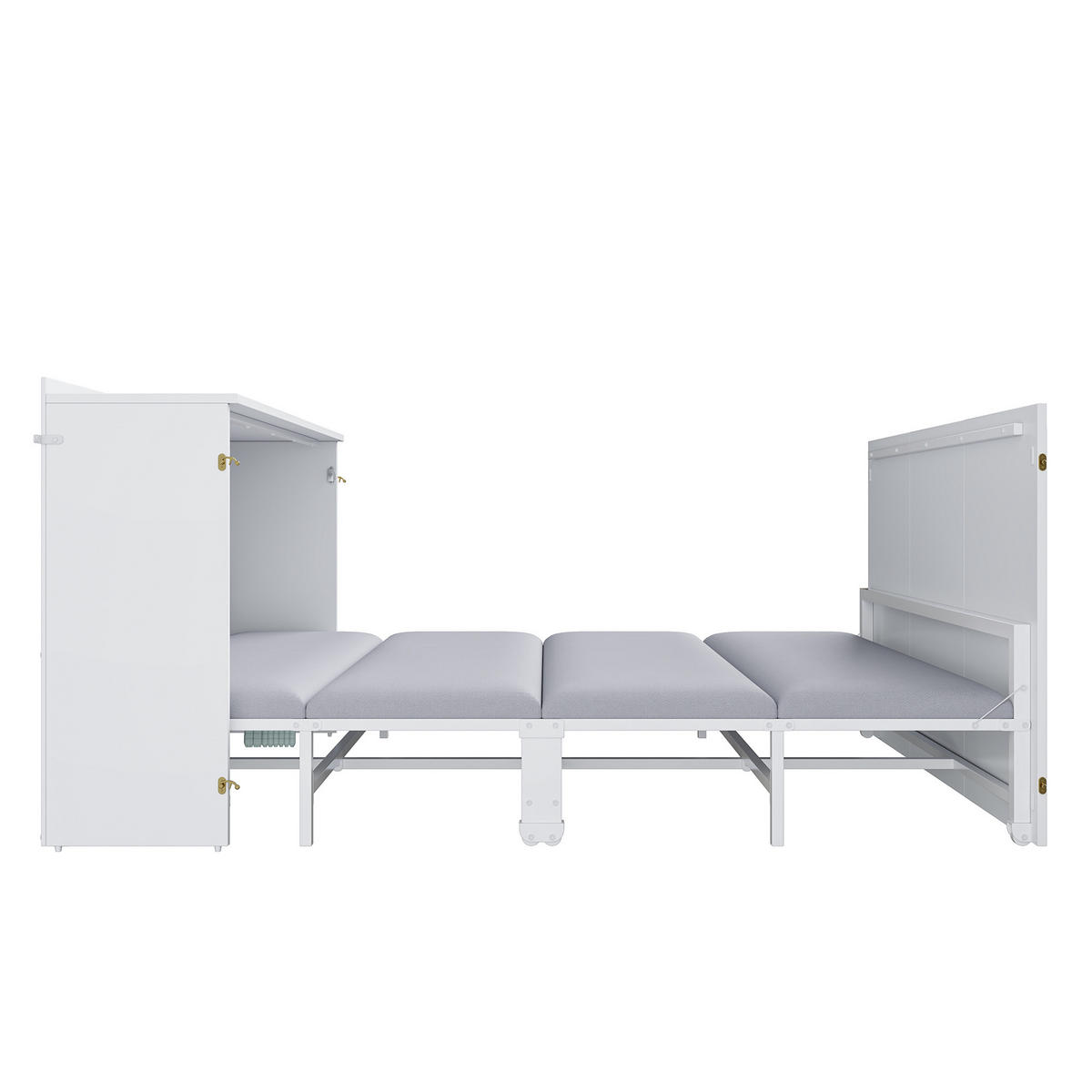 KLAPPBETT 140x200cm Metall Schrankbett Ausziehbar Weiß - Weiß, Metall (140/200cm) - FLIEKS