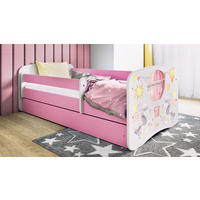 KINDERBETT Ballon 70x140 cm mit Schublade, Rausfallschutz & Lattenrost, Rosa - Rosa, Holzwerkstoff (70/140cm) - RAUMHIRSCH FURNITURE