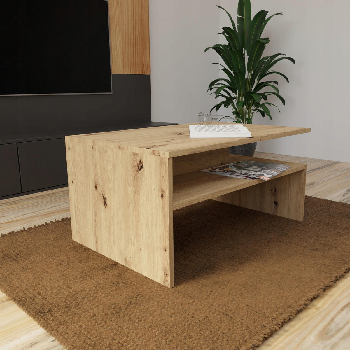 COUCHTISCH BOSTON EX3 Artisan Eiche 90/60/45 cm - Eiche Artisan, Holzwerkstoff (60/90/45cm) - Matkam Möbel