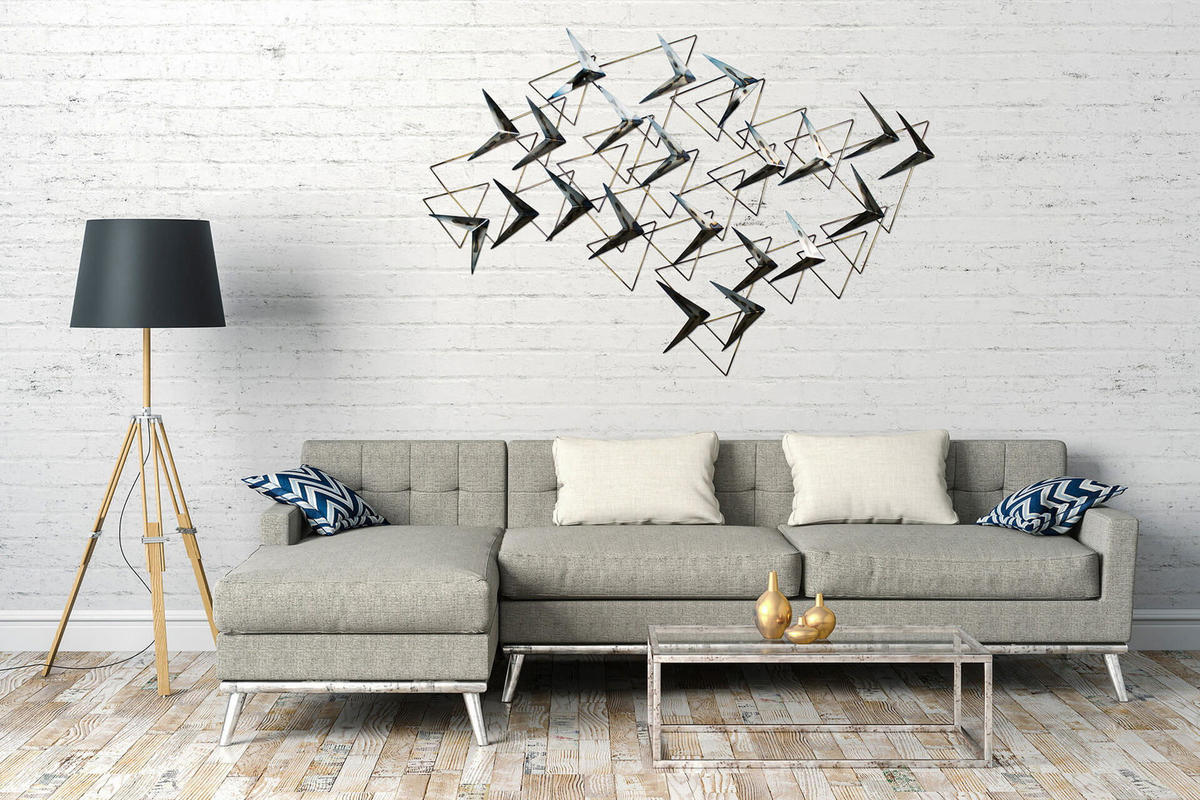 WANDDEKO Silber 147/99 cm - Silberfarben, Metall (3.7/99/4cm) - KUNSTLOFT