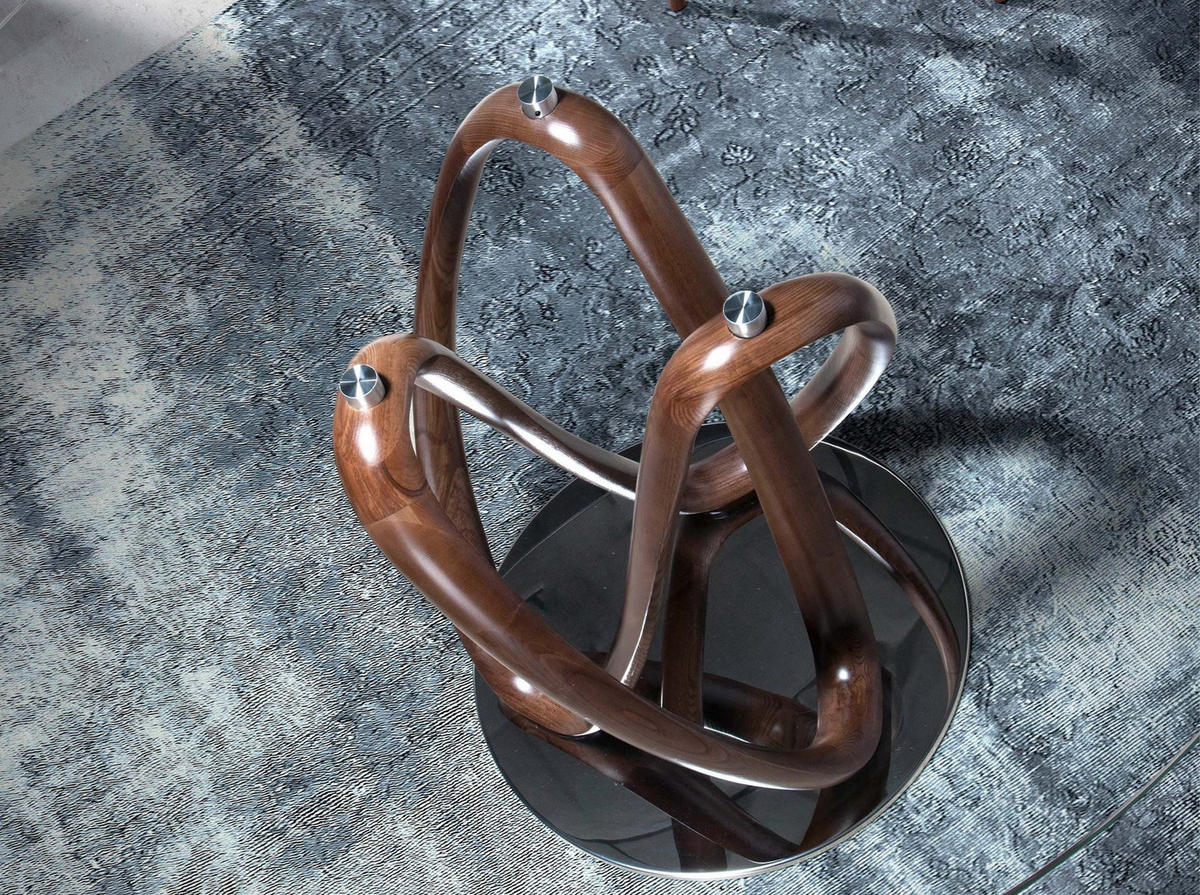 ESSTISCH Esstisch runde gehärtetes Glas aus walnussfarbenes Holz Ø130/75 cm - Transparent/Walnussfarben, Glas/Holz (130/130/75cm) - ANGEL CERDA