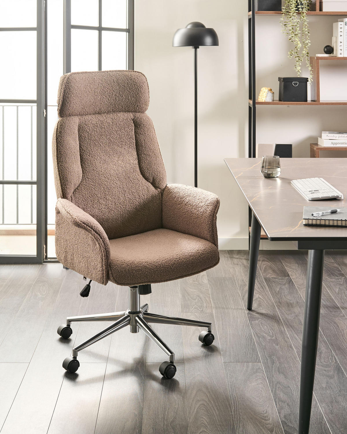 BÜROSTUHL Braun Pilot - Silberfarben/Braun, Textil (72/117/72cm) - Beliani