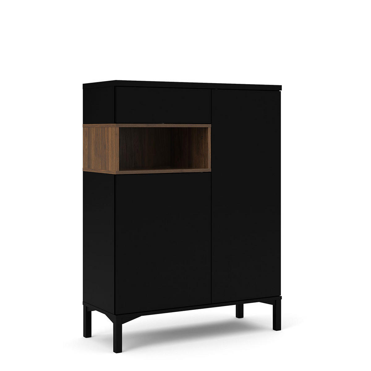 SIDEBOARD Ringe Schwarz 89/37/119 cm - Schwarz, Holzwerkstoff (89/119/37cm) - ebuy24
