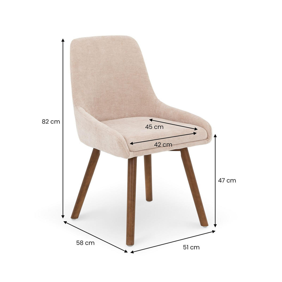 ESSZIMMERSTÜHLE PIPPA 2er-Set beige - Beige, Textil (82/42/58cm) - IDIMEX