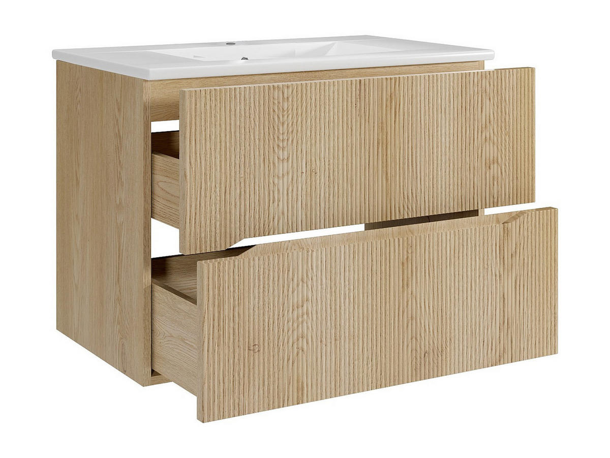 EINZELWASCHTISCH - 80 cm x 46 cm - Holz, Platte - Naturfarben Hell - ORISO - Naturfarben, Holz (80/57/46cm) - Vente-Unique