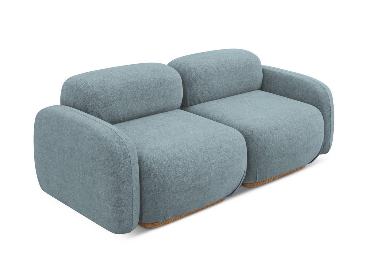 3-SITZER SOFA Bouclé Stoff Blau - Blau/Blaugrau, Holz/Textil (190/73/95cm) - Makamii