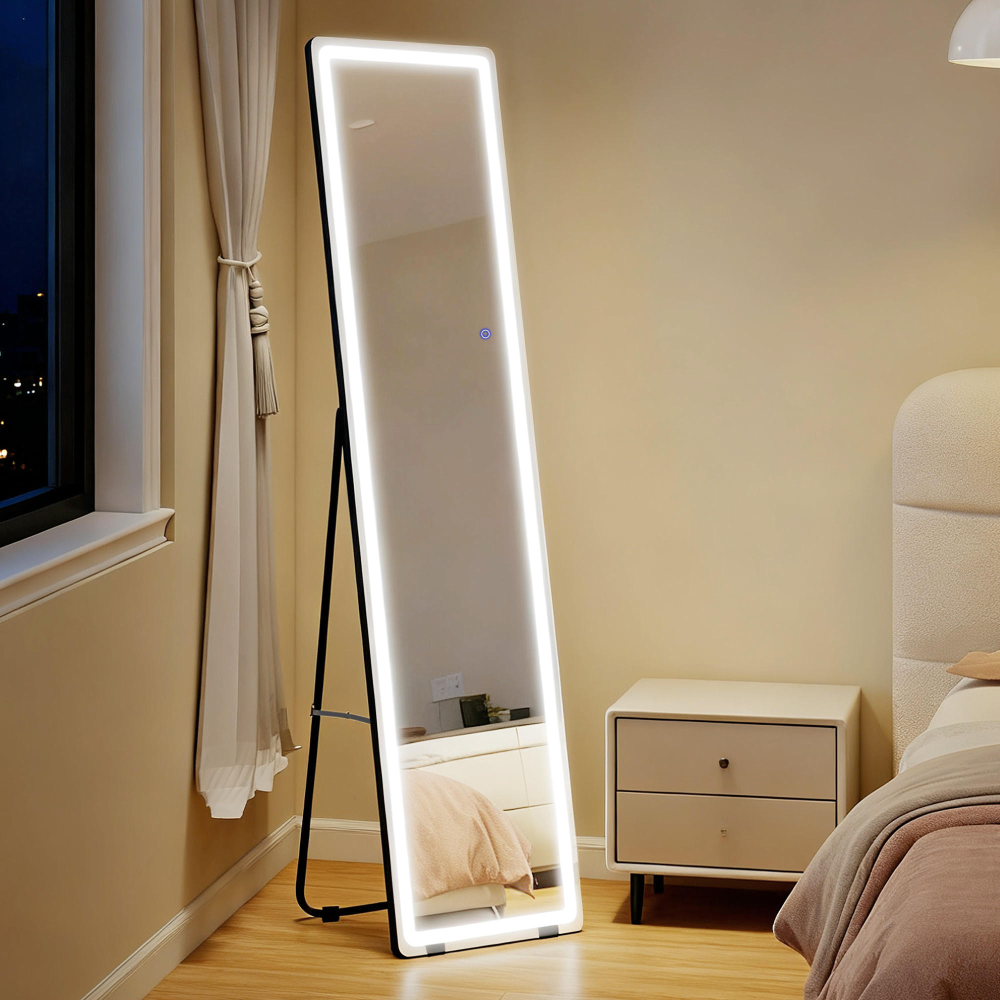 2 in 1 Standspiegel, Ganzkörperspiegel mit LED-Beleuchtung, Ankleidespiegel - Silberfarben, Glas (37/157.5/40cm) - HOMCOM
