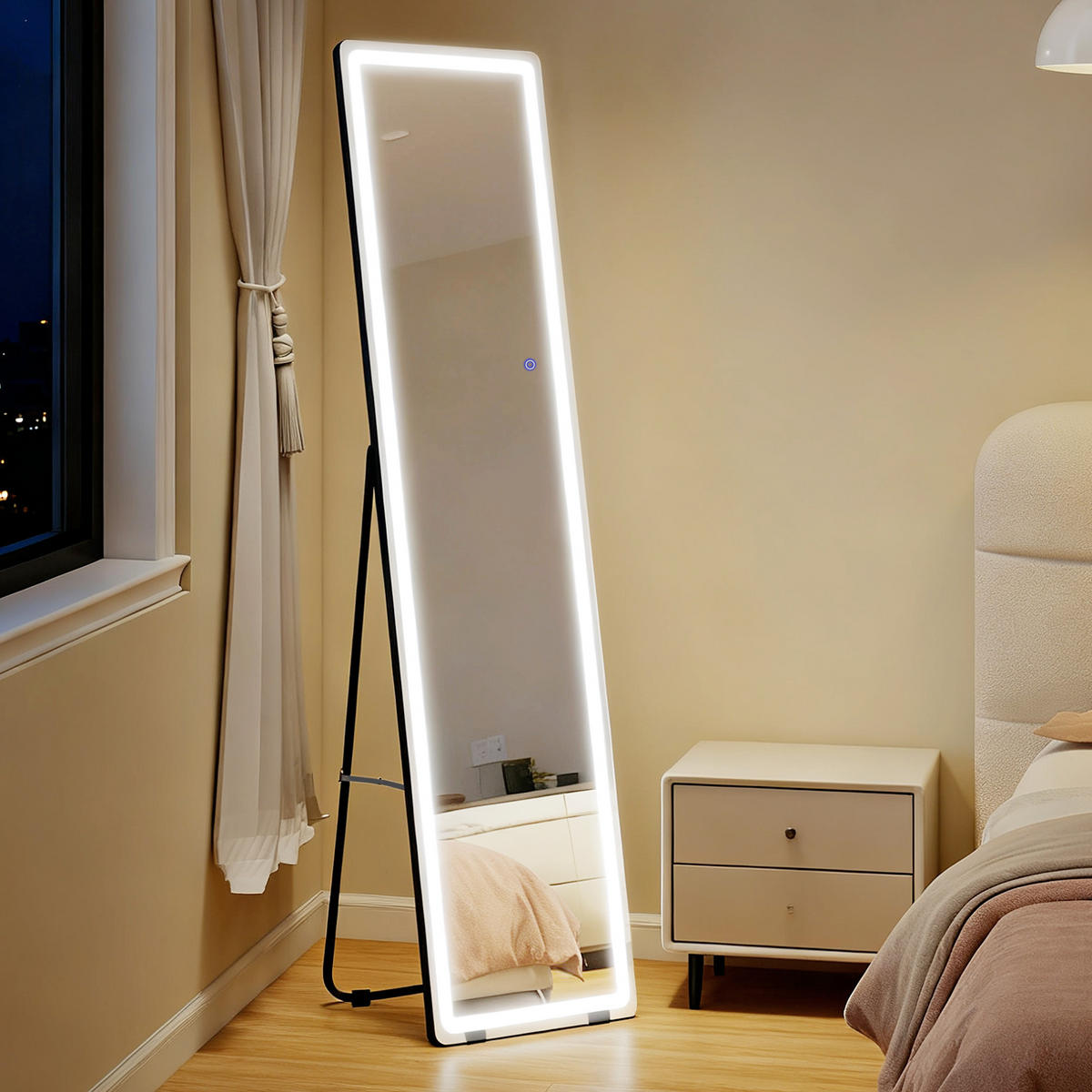 2 in 1 Standspiegel, Ganzkörperspiegel mit LED-Beleuchtung, Ankleidespiegel - Silberfarben, Glas (37/157.5/40cm) - HOMCOM