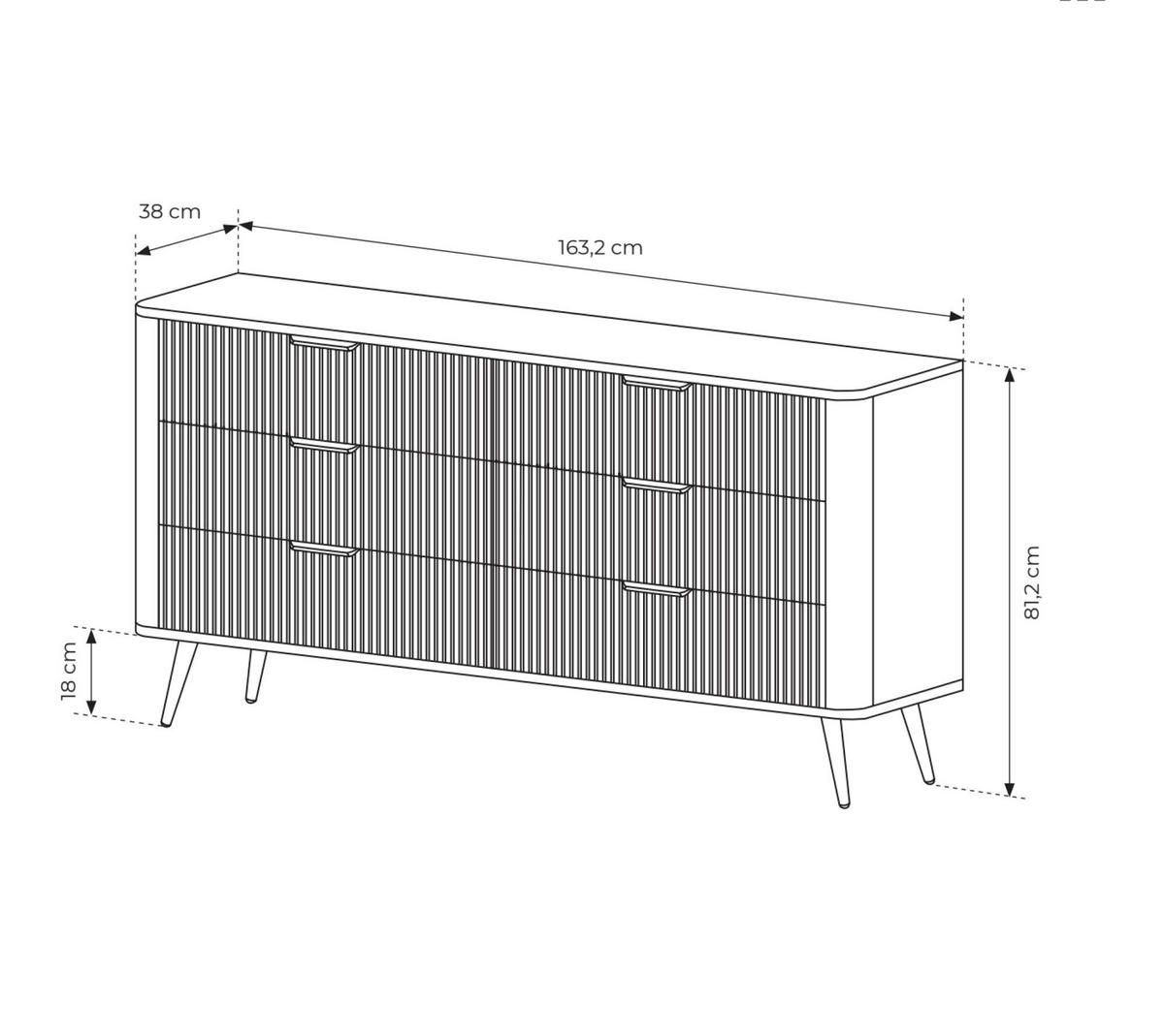 KOMMODE LANTE Weiß 163x38x81 cm - Weiß, Holzwerkstoff (163/81/38cm) - FURNLUX