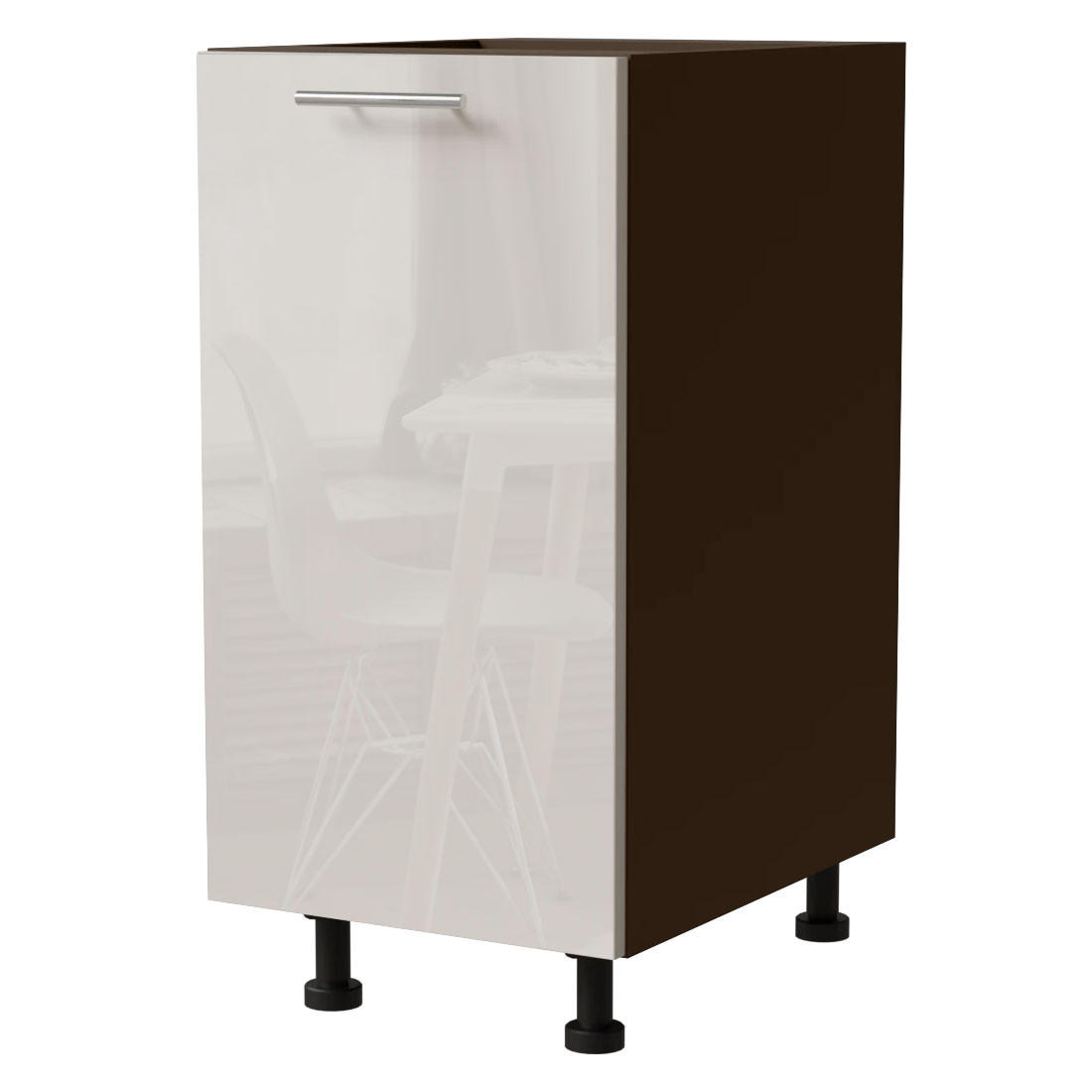 Feldmann-Wohnen Küchenunterschrank Creme, Dunkelgrau 40x82x50 cm