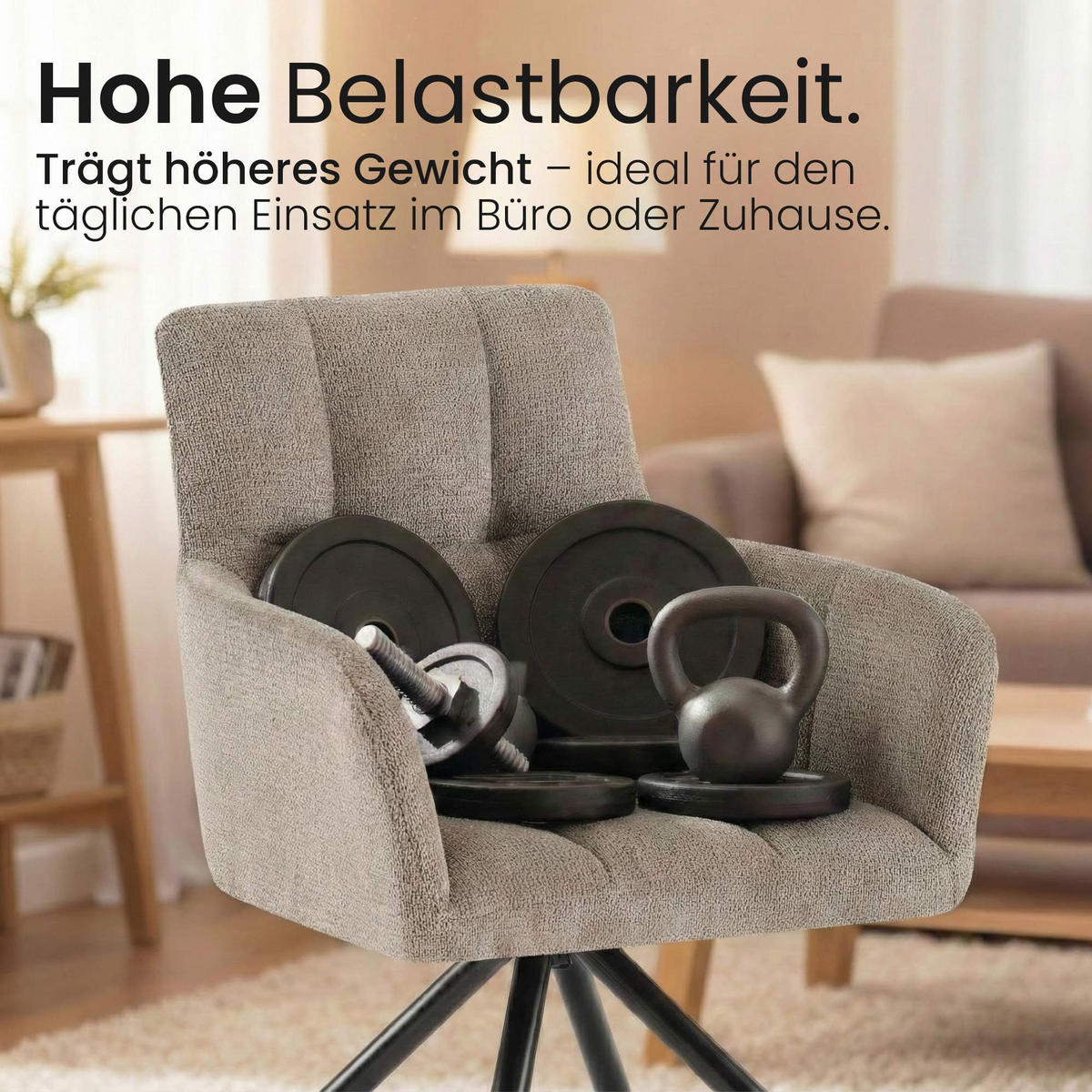 ARMLEHNENSTUHL Stoff Taupe - Taupe/Schwarz, Textil/Metall (59/87/59cm) - CLP