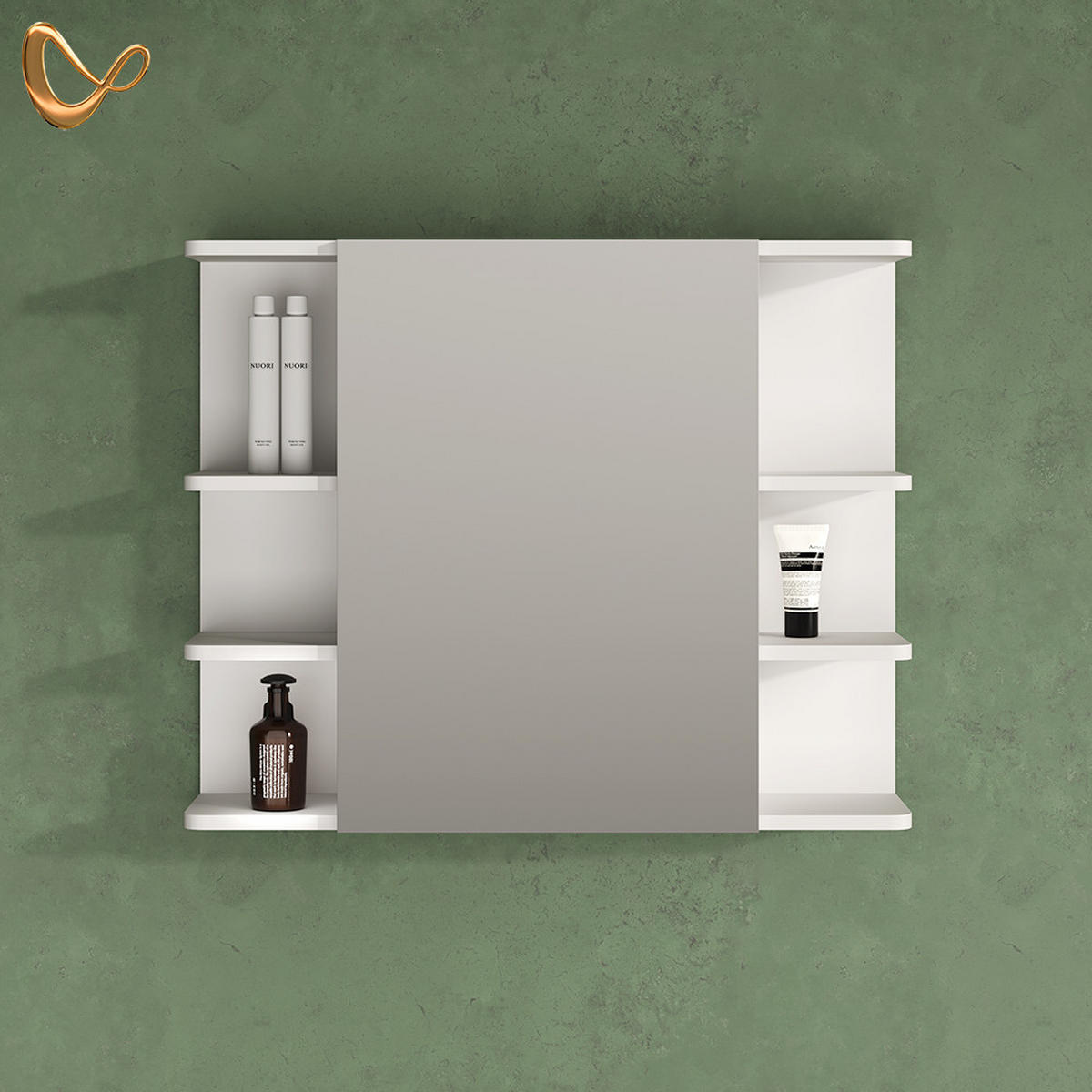 BADSPIEGELSCHRANK Fucino Weiß 79.6 x 64 cm - Weiß, Holzwerkstoff (79.6/64/21.2cm) - Livinity®