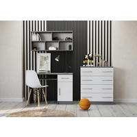 JUGENDZIMMER Arivo in Weiß und Grau 3 teilig Kinderzimmer Komplett Set mit Schreibtisch, Wandregal und Kommode - Weiß, Holzwerkstoff (80/200/120cm)