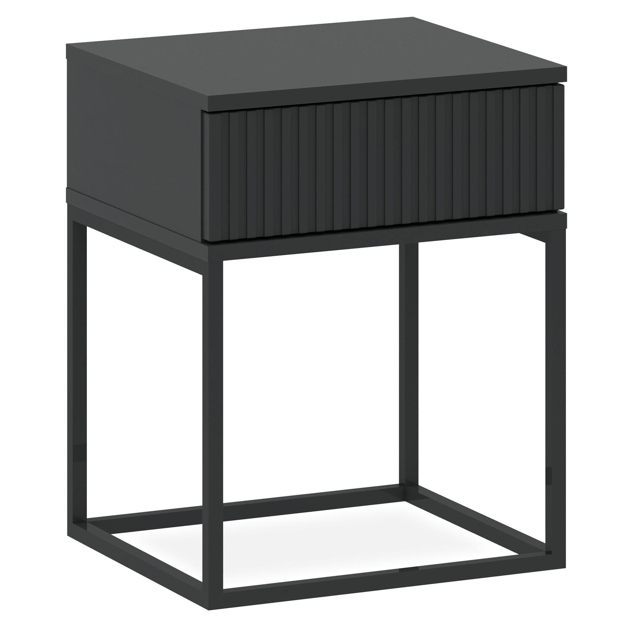 NACHTTISCH RECTUS Nachtschrank, Modern - Anthrazit/Schwarz, Holzwerkstoff (40/52/39cm) - KONSIMO®