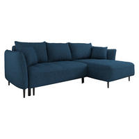 ECKSOFA Bari, Seite: Rechts - Schwarz/Dunkelblau, Holz/Textil (276/158cm) - MIRJAN24
