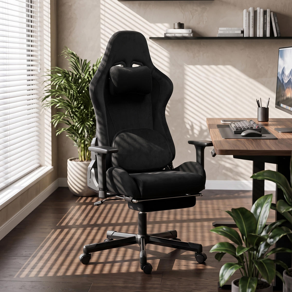 GAMING-STUHL Schwarz 73.0/70.5/137.5 cm - Schwarz, Textil (70.5/137.5/73cm)