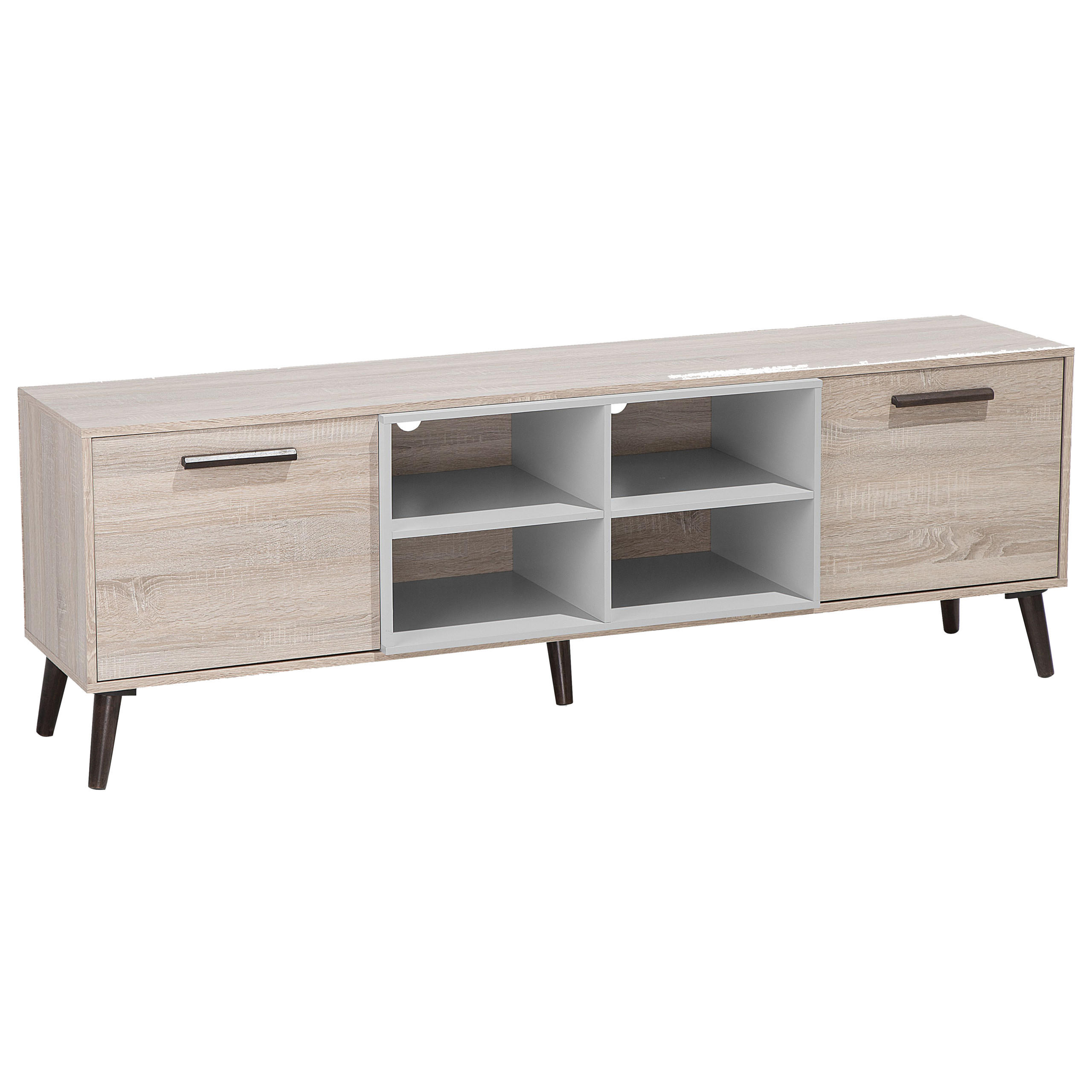 TV-MÖBEL Hellbraun, Grau, Dunkelbraun BILLINGS 40/180/60 cm - Hellbraun, Holzwerkstoff (180/60/40cm) - Beliani