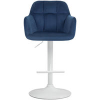 BARHOCKER Nardo Samt weiß blau - Blau/Weiß, Textil/Metall (57/118/59cm) - TPFLiving