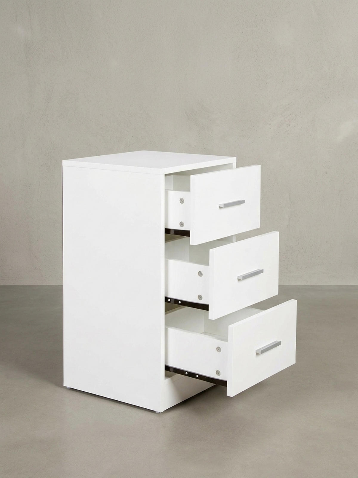 NACHTTISCH Holz 3 Schubladen Melaminbeschichtet Modern, Weiß 38x35x68 cm - Weiß, Holz/Kunststoff (38/68/35cm) - KADIMA DESIGN
