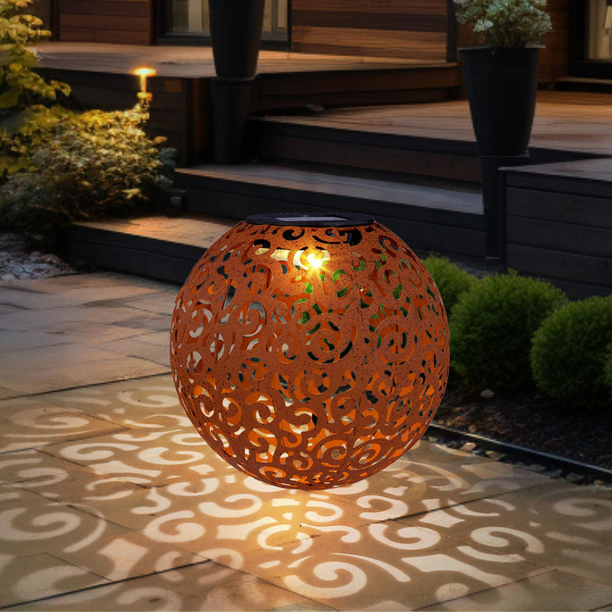 LED AUSSENLEUCHTE Metall Rostoptik Braun - Braun, Metall (28.5/28.5/40cm) - Globo Lighting