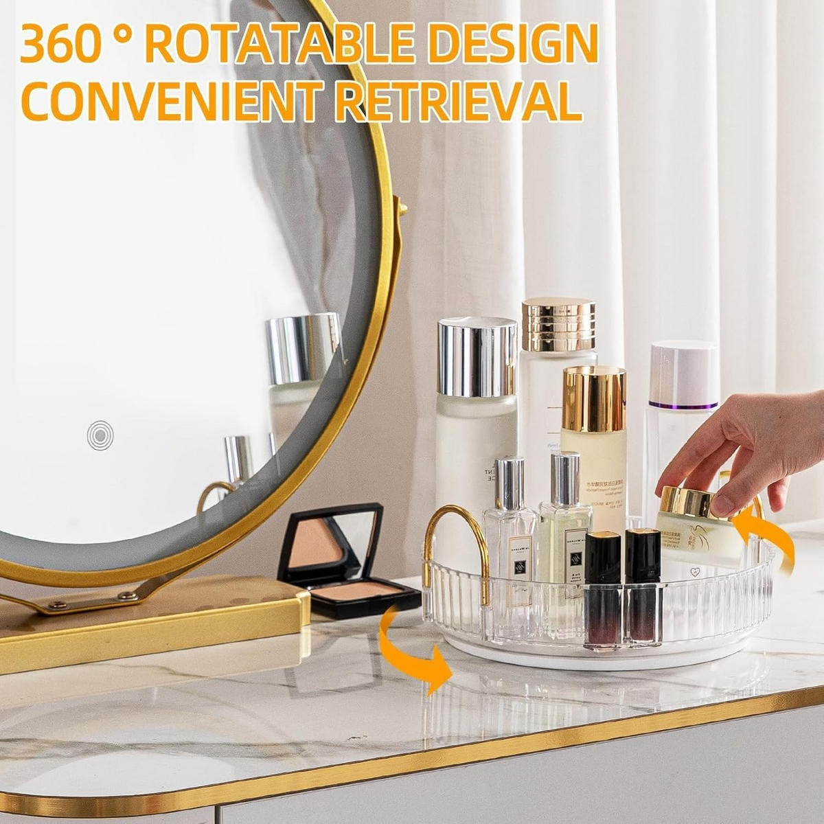 KOSMETIK-ORGANIZER, drehbar,Transparent,23/23/10.5cm - Transparent, Kunststoff (23/6.5/23cm)