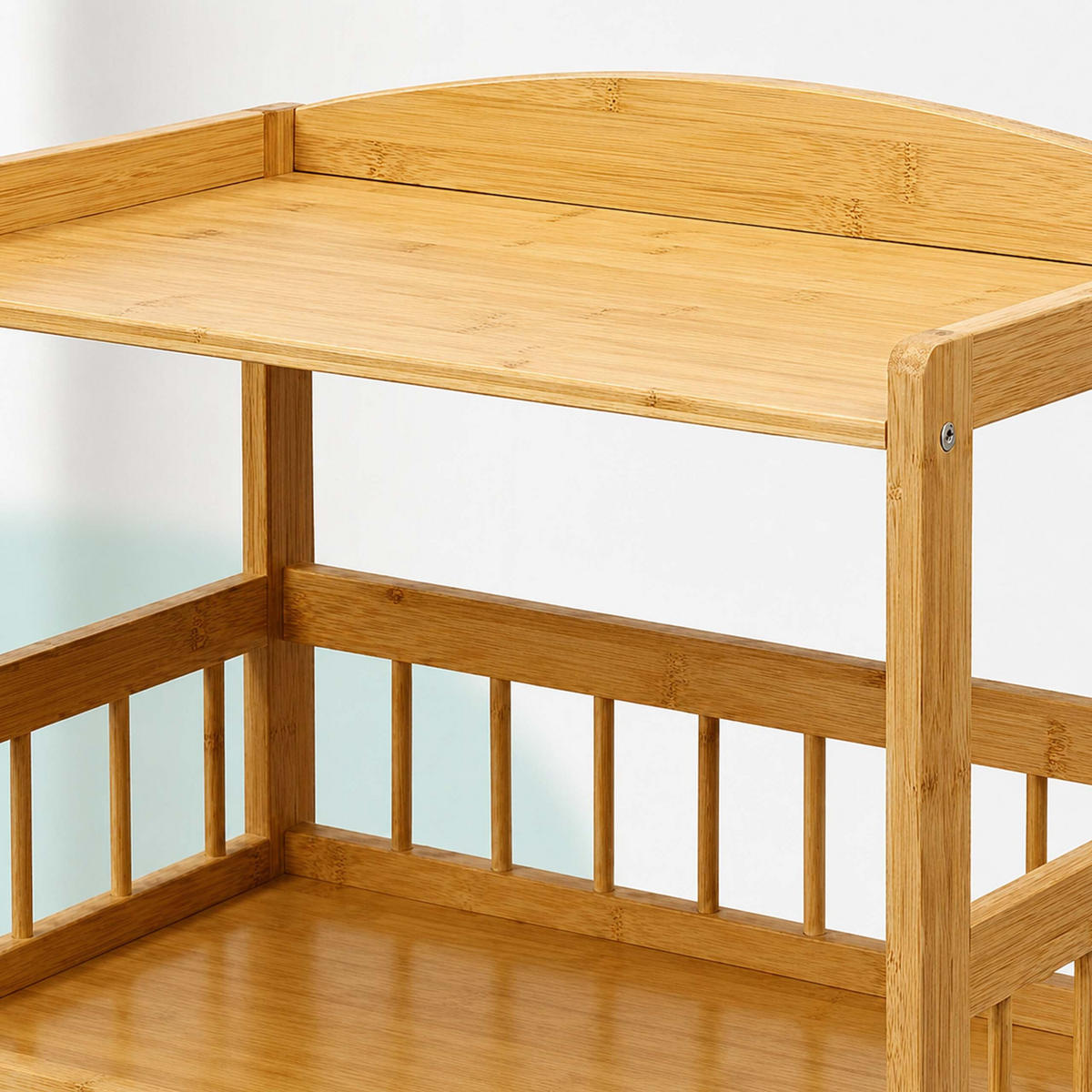 SERVERINGSVAGN Natur bambu med hjul - Ljusbrun, Trä/Plast (53/80/30cm) - Relaxdays