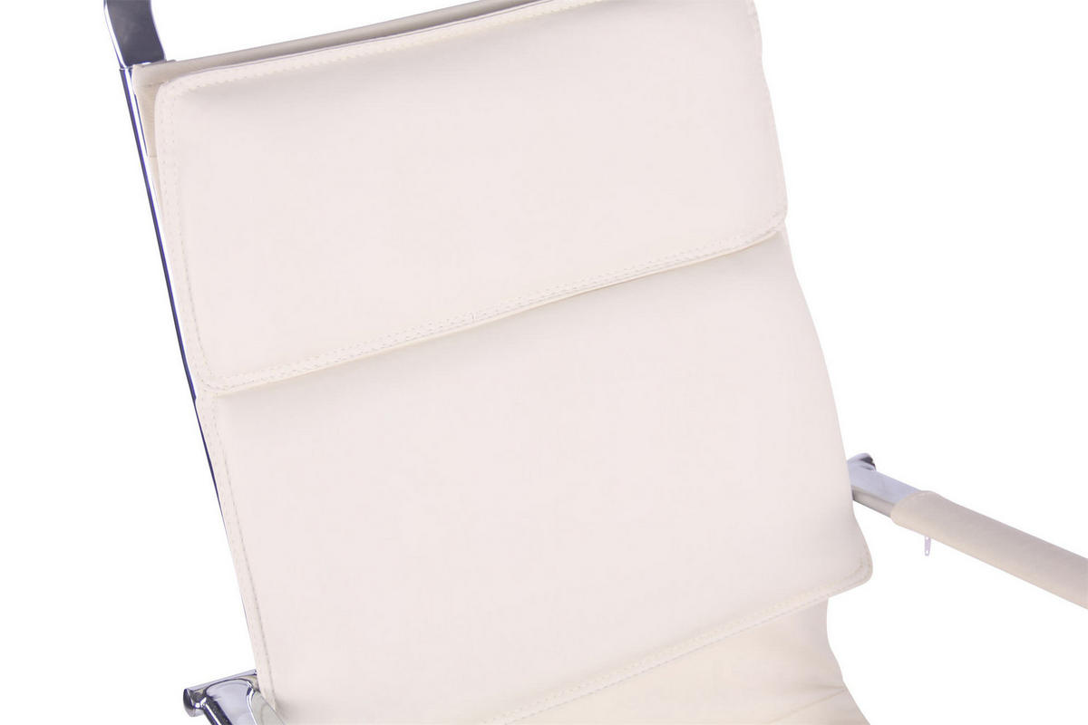 DREHSTUHL Lederlook creme - Chromfarben/Creme, Textil/Metall (58/110/63cm) - CLP