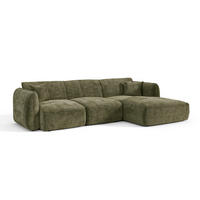 ECKSOFA rechtwinklig LOMI Geprägter Samt Vintage-Grün 274cm - Dunkelgrün/Grün, Textil (274/174cm) - Premium Interiors