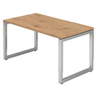 SCHREIBTISCH Serie-R 80/140/74 cm in Wildeiche/Silberfarben - Wildeiche/Silberfarben, Holzwerkstoff (80/140/74cm) - bümö