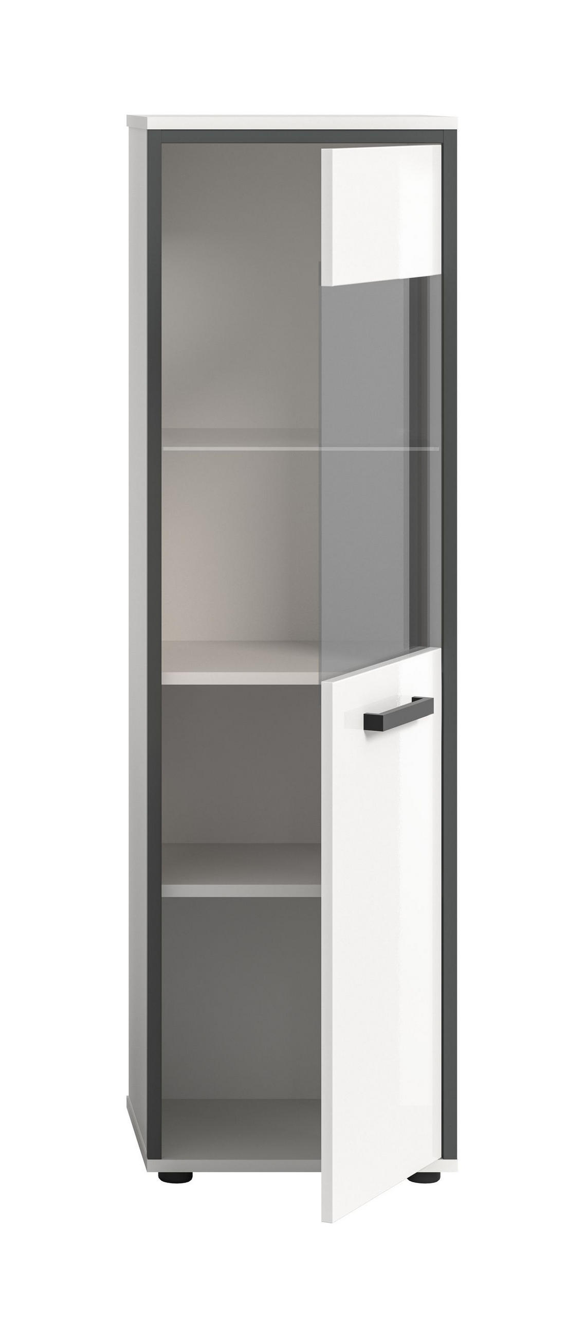 BADSCHRANK KOJAK (B/H/T: ca. 40/139/34 cm) in weiß/weiß hochglanz - Weiß, Holzwerkstoff (40/139/34cm)