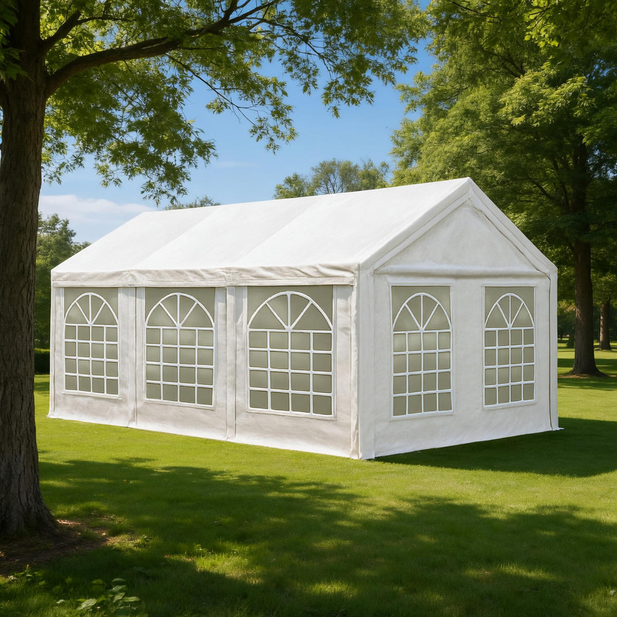 DACHPLANE Livingston - Zeltabdeckung für 4x8 Meter, PVC weiss 480g/m². BxTxH: 800x400x310 cm - Weiß, Kunststoff (800/0.3/400cm) - TPFGarden