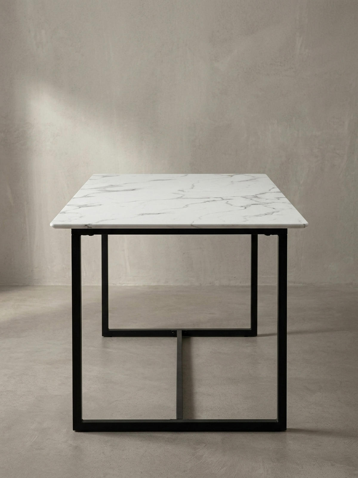 ESSTISCH Marmoroptik Metall Rechteckig Modern Klein, Weiß 160x80x76 cm - Schwarz/Weiß, Holzwerkstoff/Metall (80/160/76cm) - KADIMA DESIGN