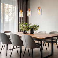 LED HÄNGELEUCHTE Metall Holzoptik Schwarz - Schwarz, Holz (64/12/120cm) - Globo Lighting