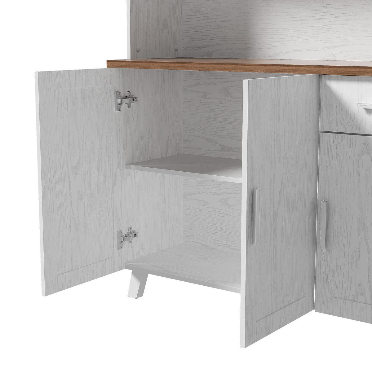 ANRICHTE 114/40/190 cm in Weiß/Braun mit 5 Türen und 2 Glastüren - Braun, Holzwerkstoff (114/190/40cm) - Flora Grace