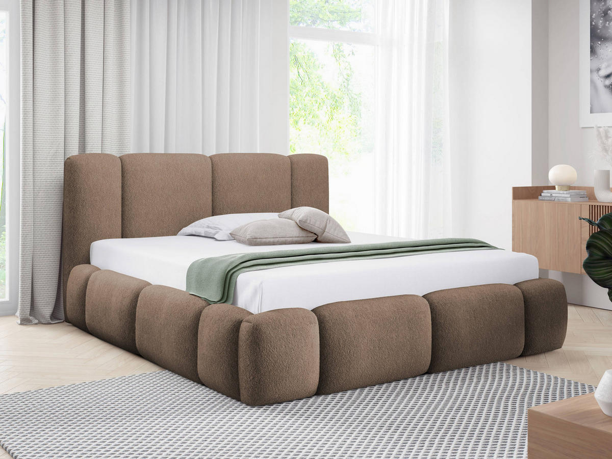 POLSTERBETT Bianco Boucle - Braun, Holz/Textil (140/200cm) - MIRJAN24