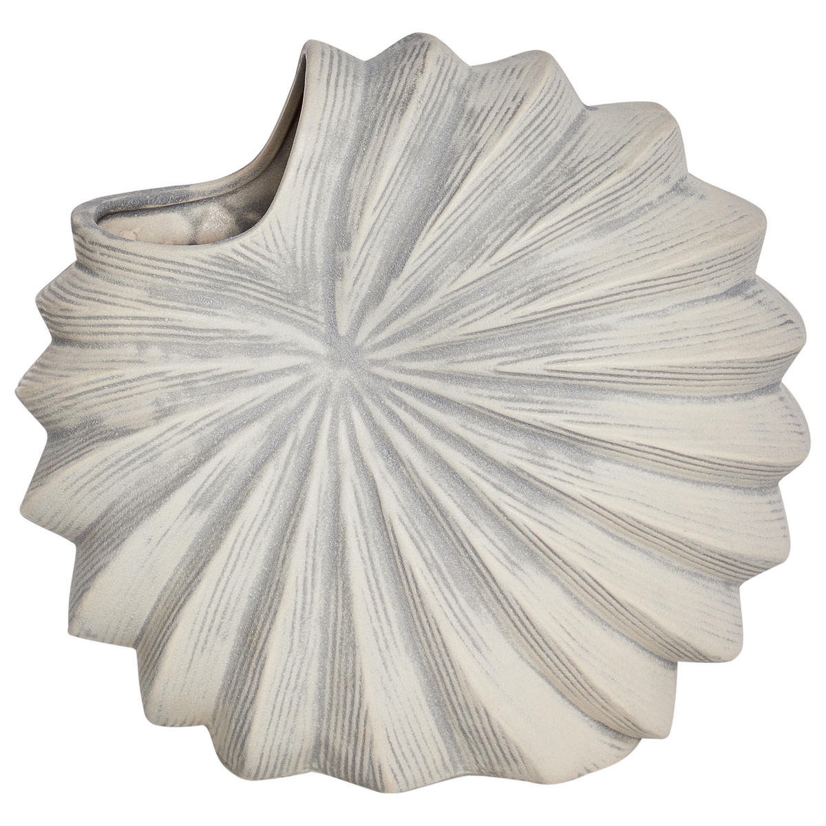 BLUMENVASE Steinzeug weiß Scup - Weiß, Keramik (28cm) - Beliani