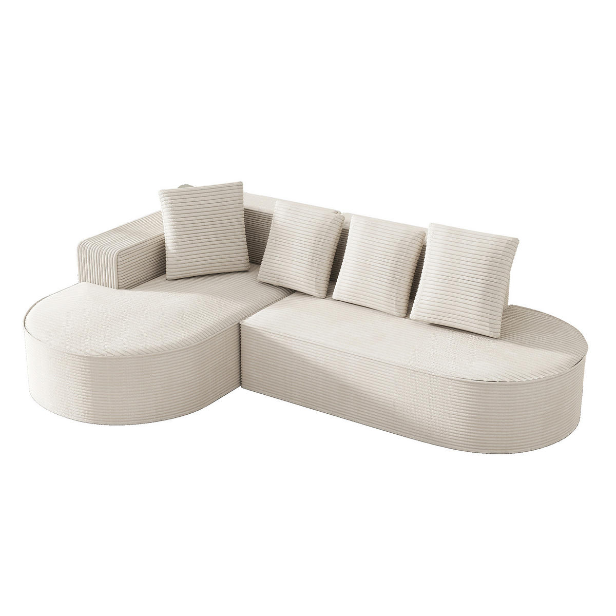 ECKSOFA kord-optik weiß modular & ohne montage - Weiß, Textil (265/67cm) - Urban Meuble