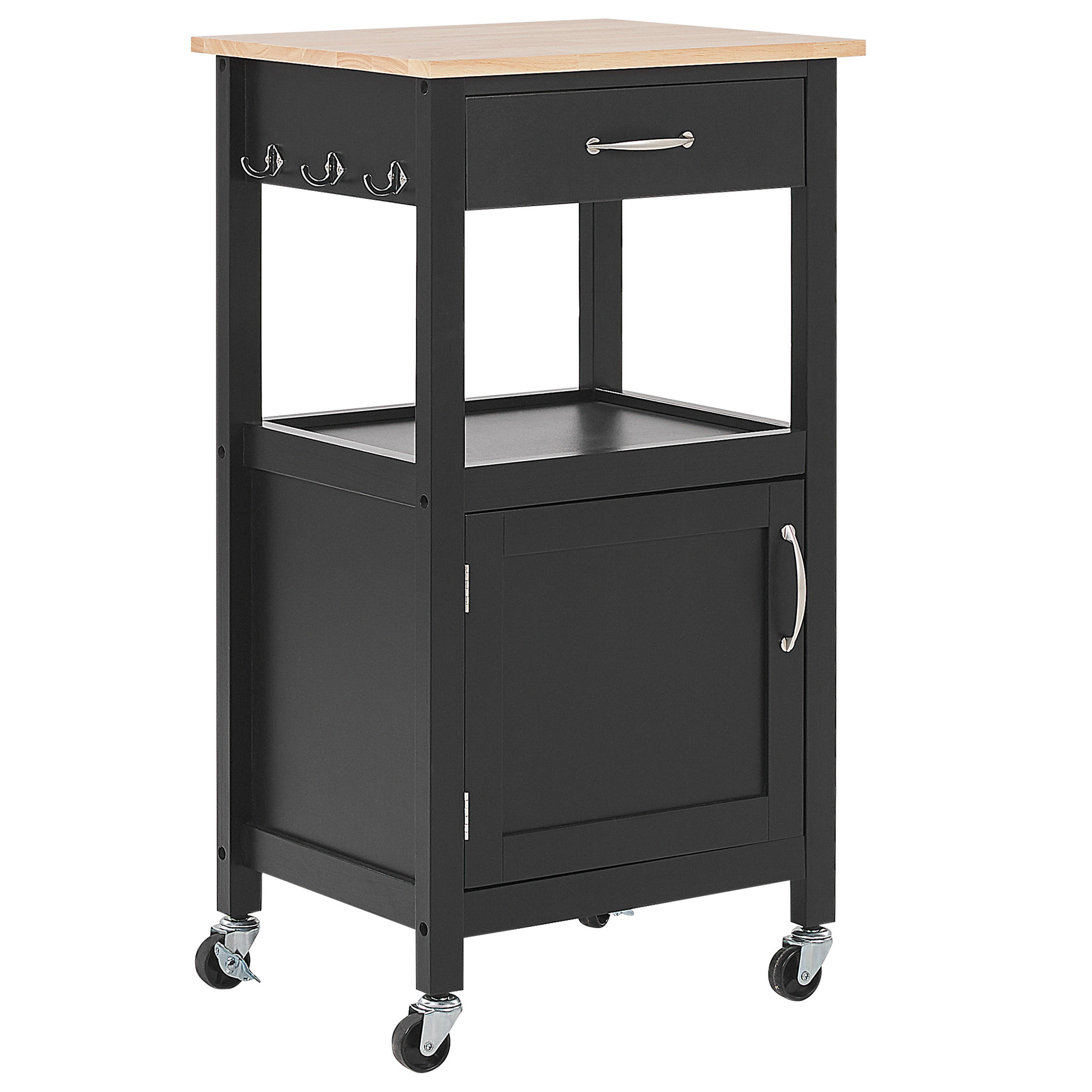 Beliani Servierwagen Schwarz, Braun 39x89x48 cm
