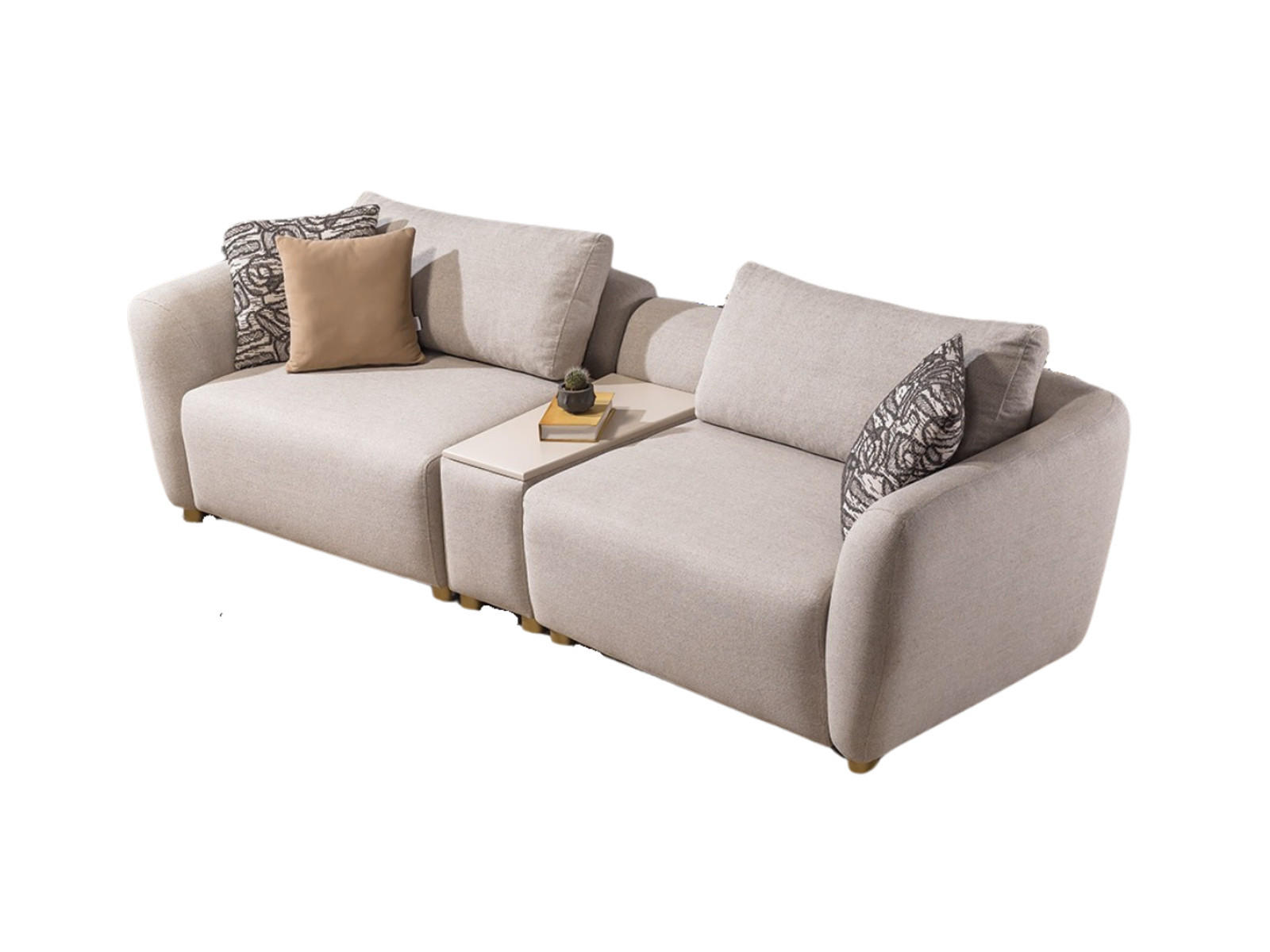 SOFA Rubato 4-Sitzer Samt Beige - Beige, Holz/Textil (280/70/100cm) - Villa Möbel
