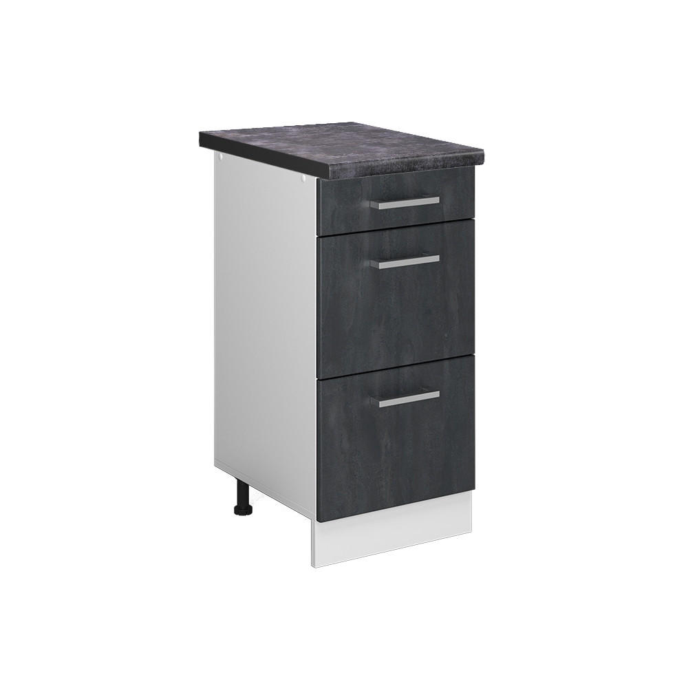 KÜCHENUNTERSCHRANK R-Line Schwarz Beton 40 cm AP Anthrazit - Schwarz/Weiß, Holzwerkstoff (40/81.6/60cm) - Vicco