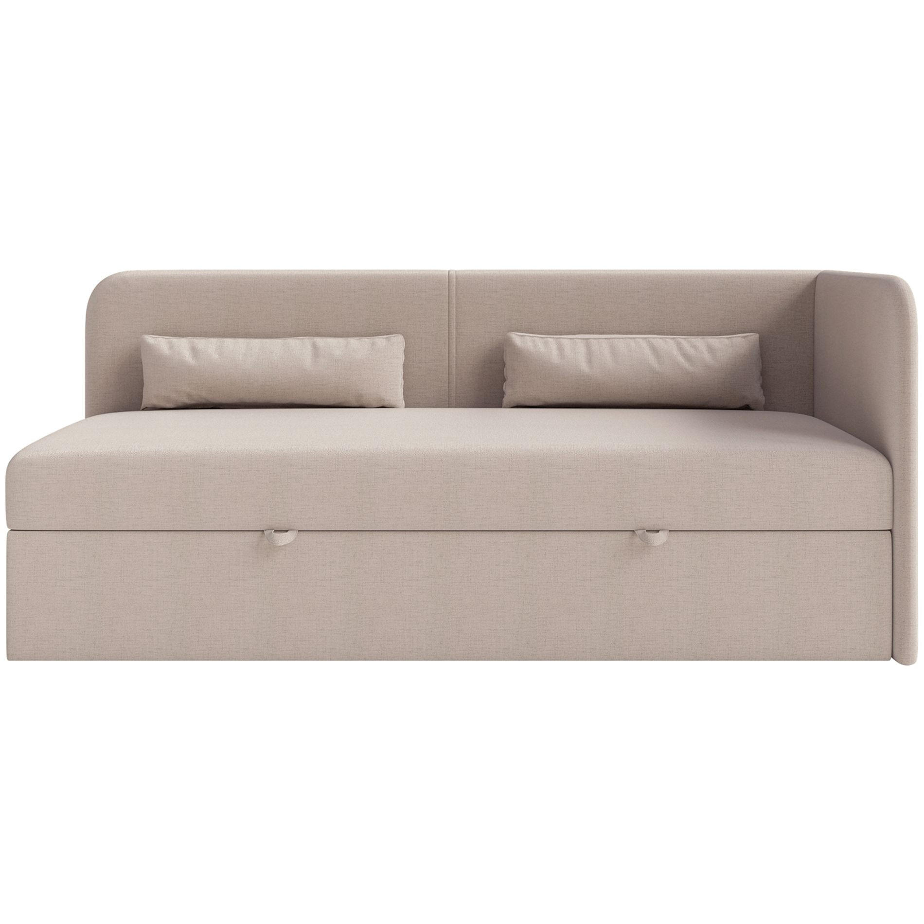 JUGENDBETT Calmmo Dunkelbeige mit Chenille-Bezug, Kopfteil rechts - Beige, Textil (90/200cm) - Selsey