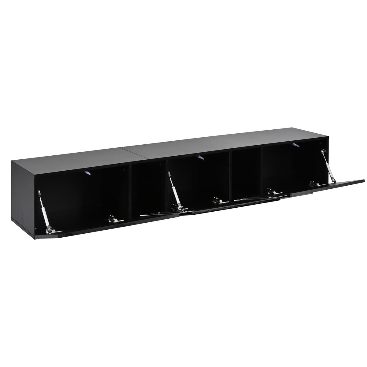 TV-ELEMENT 180/35/30 cm Hängend Hochglanz Schwarz mit LED-Beleuchtung und 3 Türen - Schwarz, Holzwerkstoff (35/30/180cm) - Korfee