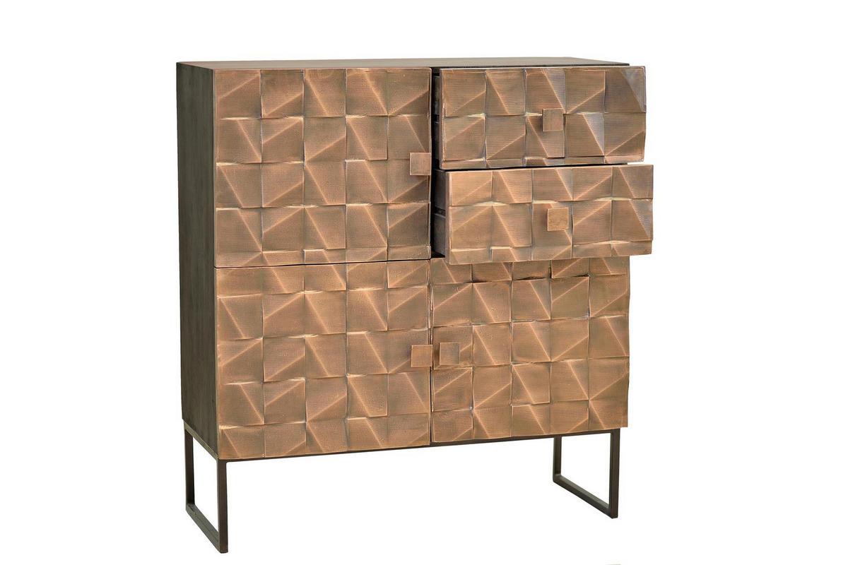 SIDEBOARD aus Mangoholz und Bronze - Dunkelbraun, Holz (42/110/100cm) - Giner y Colomer