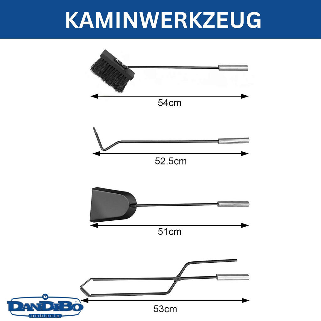Thumbnail - DanDiBo Kaminbesteck, Schwarz, Metall, 23x60x16 cm, Kleinmöbel, Kamine & Zubehör, Holzkörbe & Zubehör