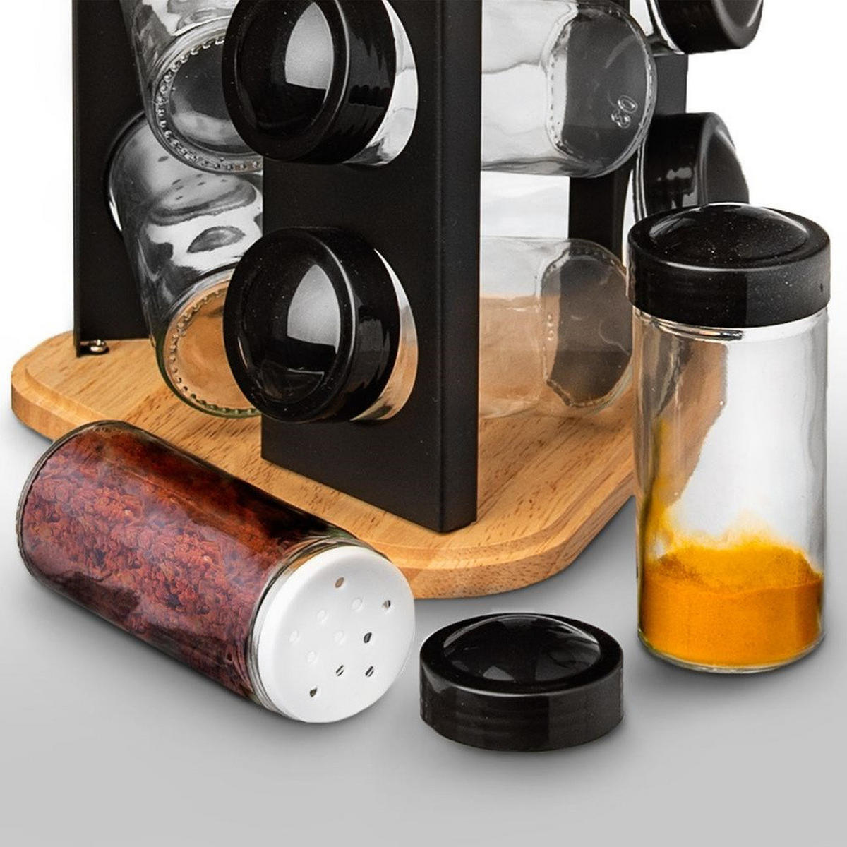 GEWÜRZDOSE Sieb 100 ml Schwarz - Schwarz, Glas (4/10/4cm) - Orion 