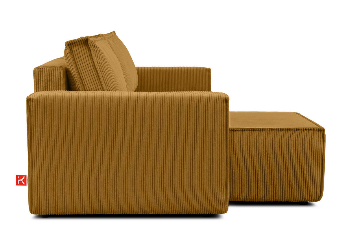 ECKSOFA-LINKS/RECHTS NAPI Schlaffunktion mit Cordbezug, Gelb - Gelb/Schwarz, Textil (262/148cm) - KONSIMO®